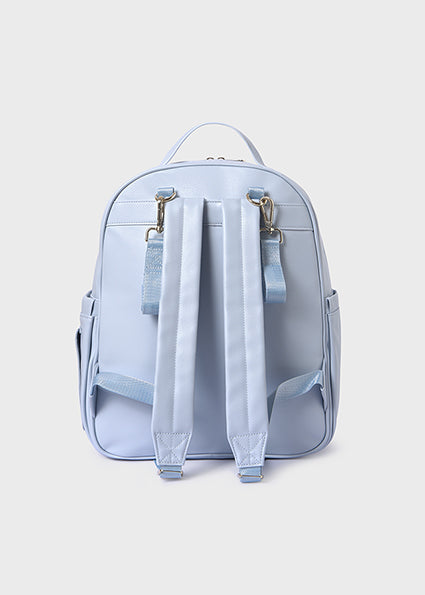 baby blue faux leather backpack Padded Backpack baby