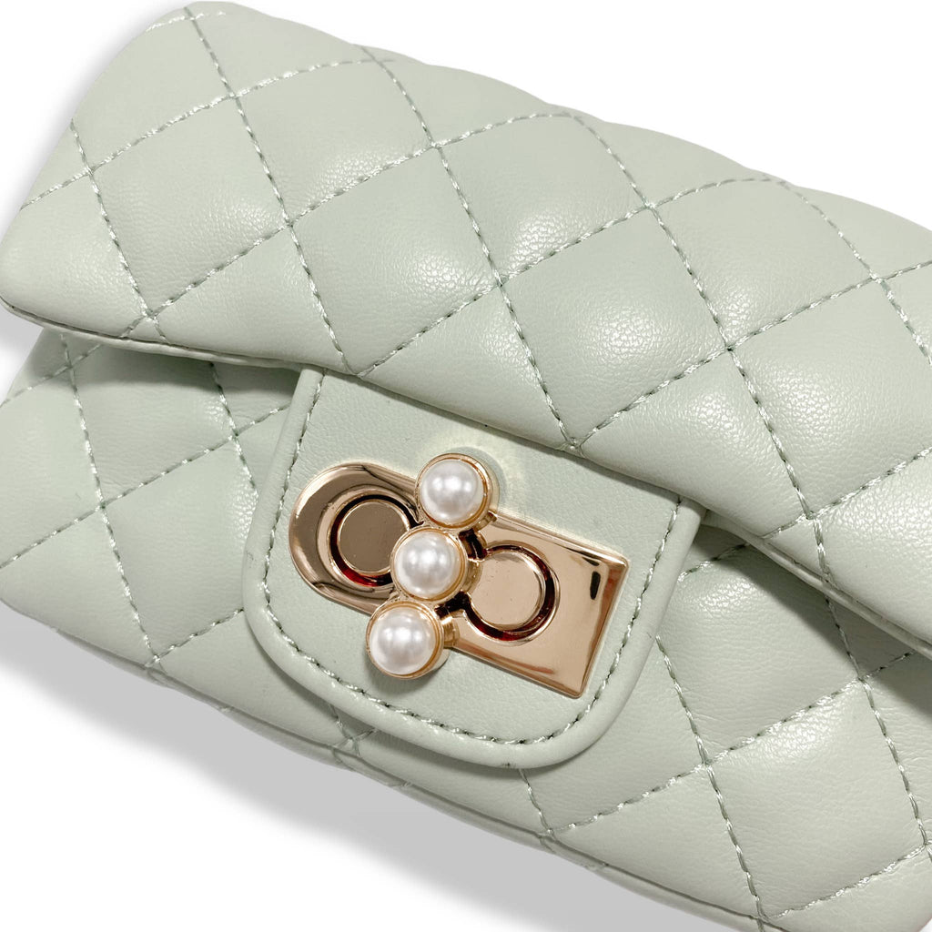 B1336 & B1337  Pearl Closure Quilted Purse (6 Colors)