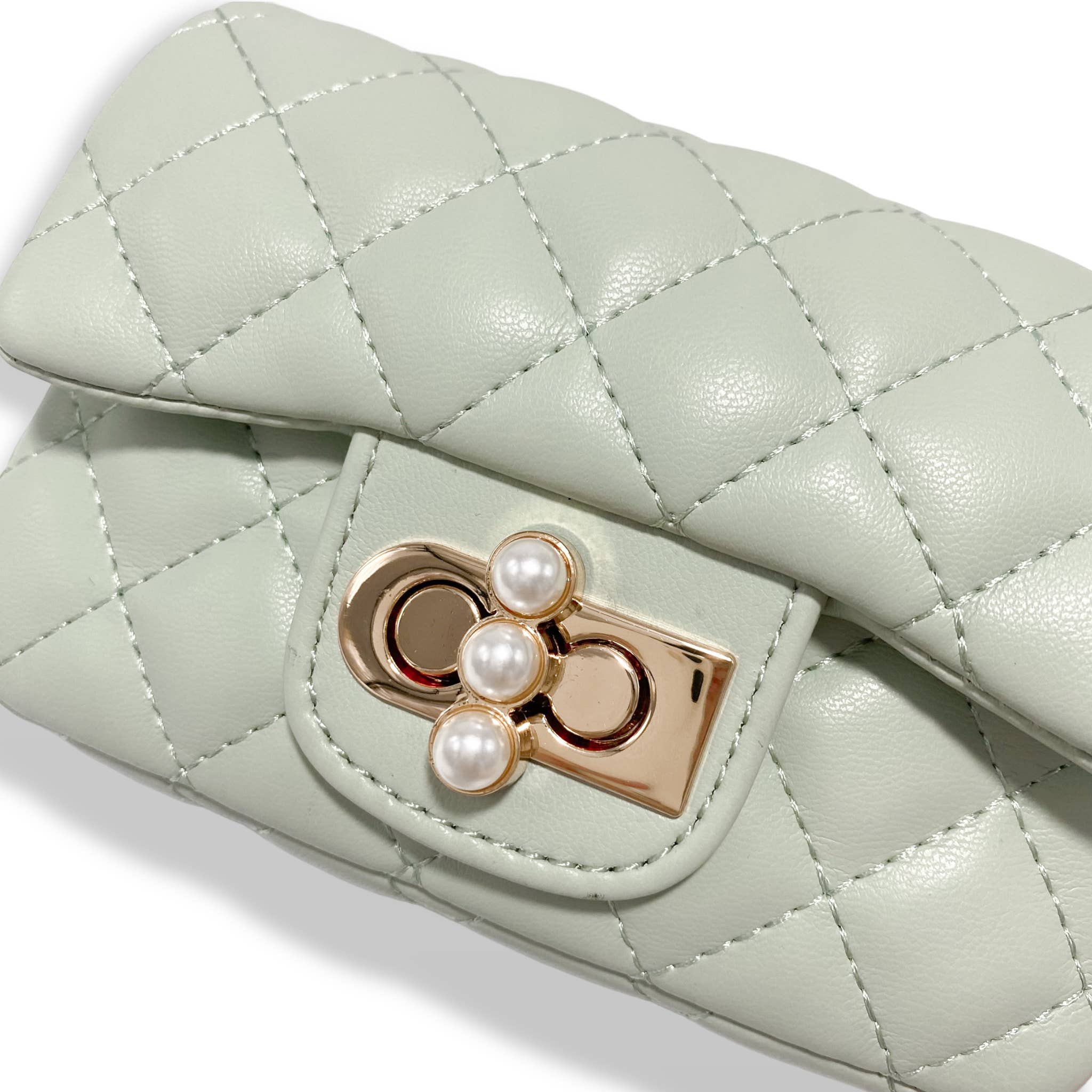 B1336 & B1337  Pearl Closure Quilted Purse (6 Colors)
