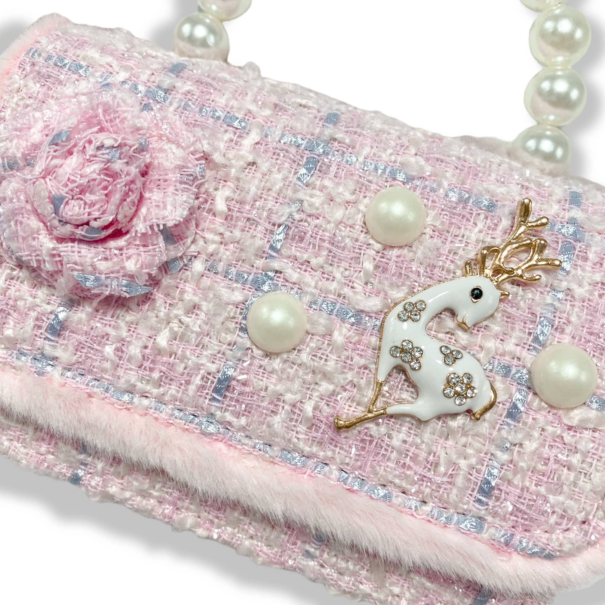 B1324 Fur Trim Tweed Purse (3 Colors)