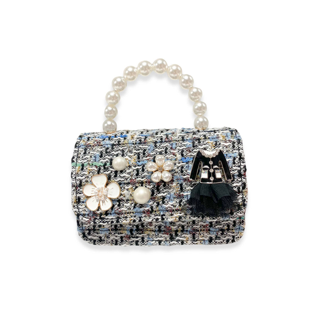 B1320 Floral Charms Tweed Purse
