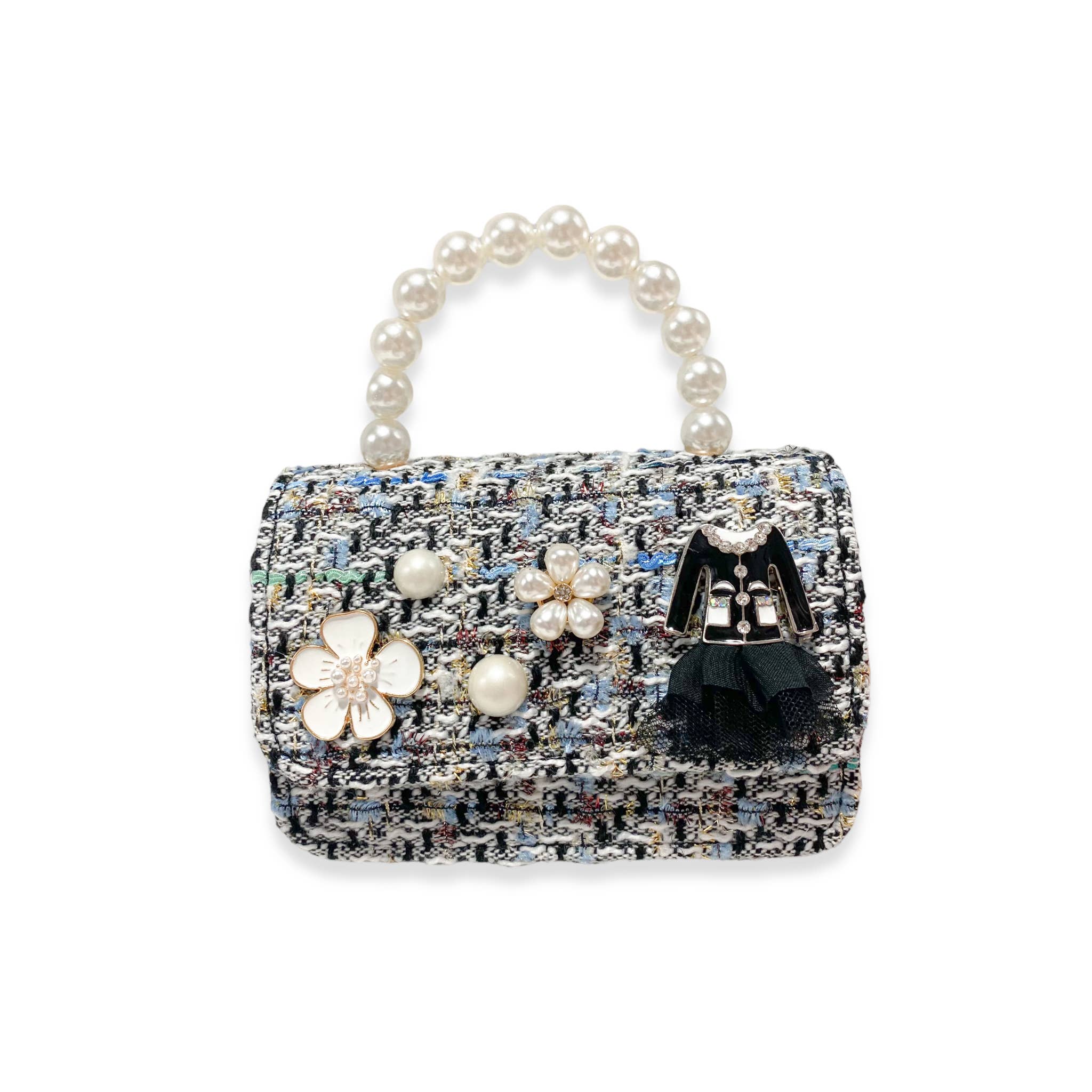 B1320 Floral Charms Tweed Purse