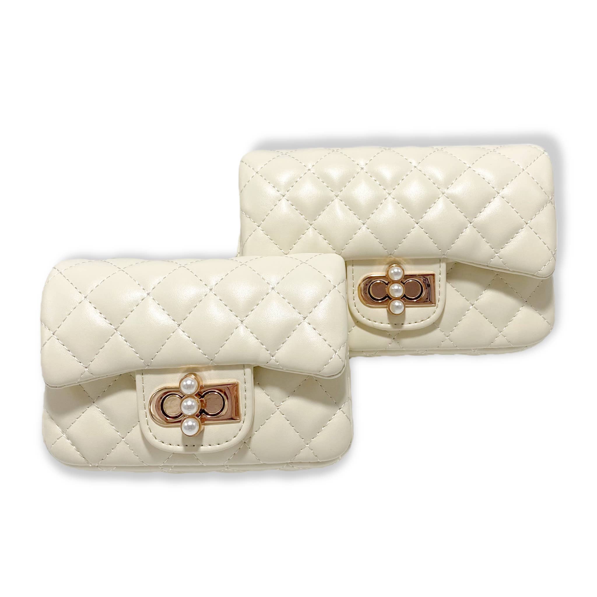 B1336 & B1337  Pearl Closure Quilted Purse (6 Colors)