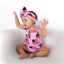 Load image into Gallery viewer, Betty Pink Flag Button Bubble Bamboo 4th of July
