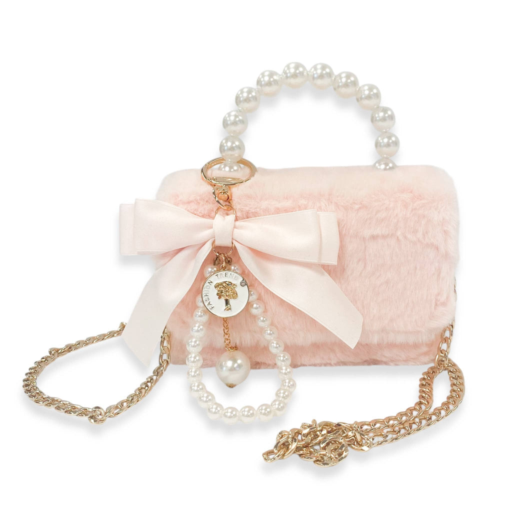 B1329 Furry Purse w/ Charm (3 Colors)