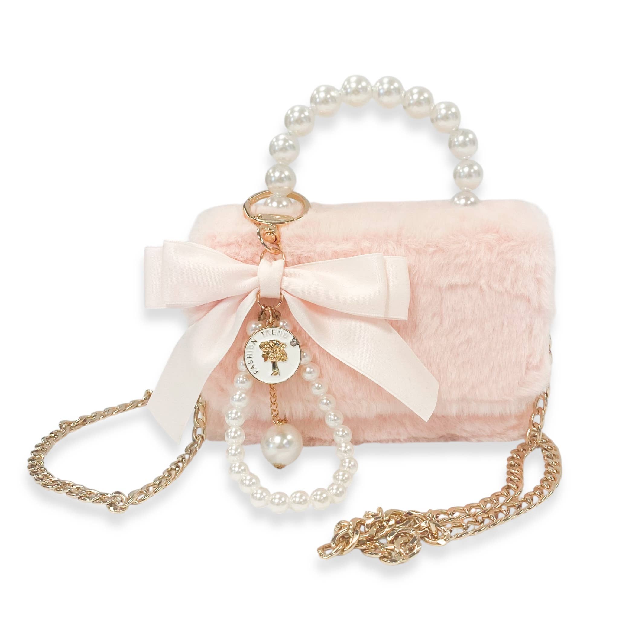 B1329 Furry Purse w/ Charm (3 Colors)