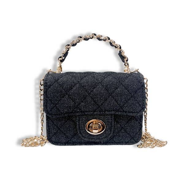 B1382 Sparkly Denim Quilted Purse (3 Colors)