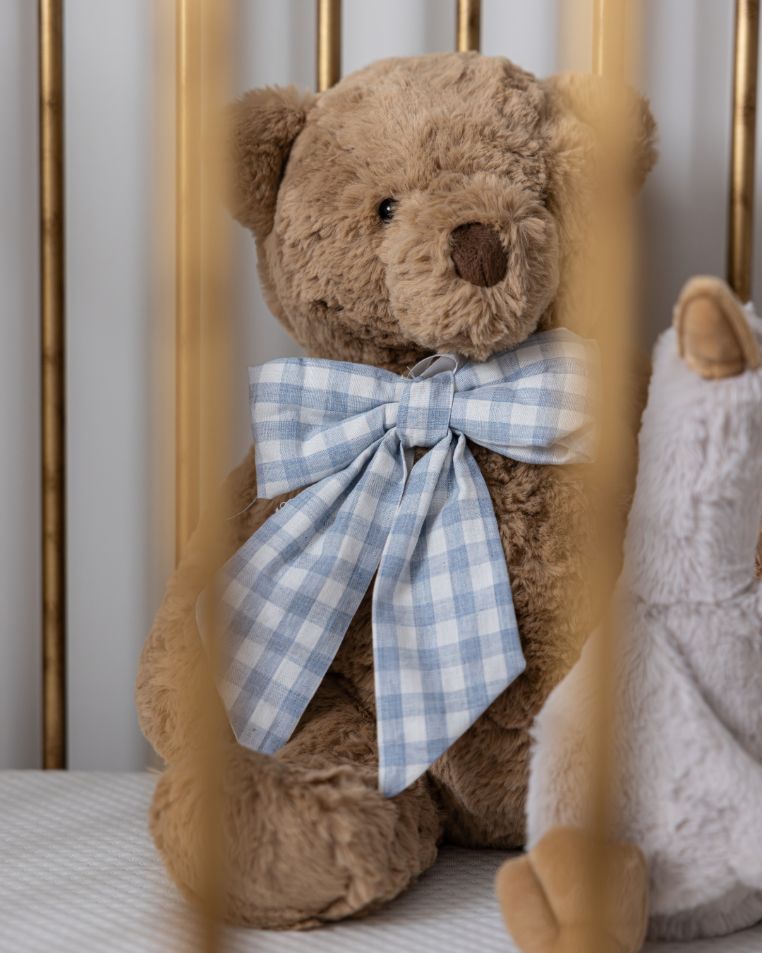 Bow Baby Blue Gingham Fabric Bows