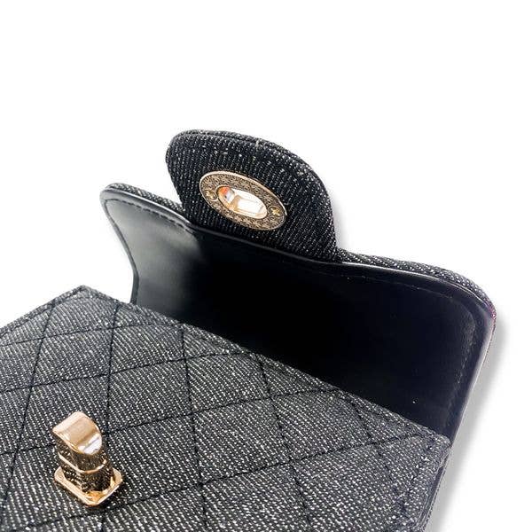 B1382 Sparkly Denim Quilted Purse (3 Colors)