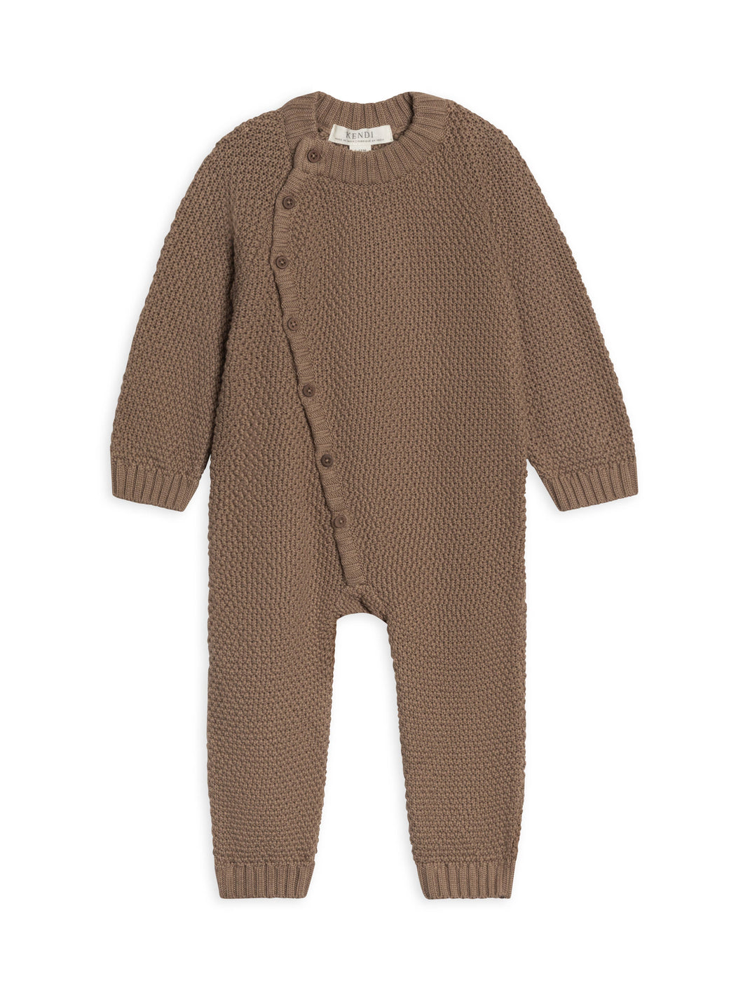 Casey Seed Stitch Sweater Knit Kimono Romper - Taupe