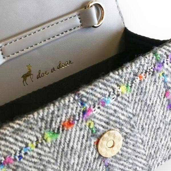 B1305 Floral Appliques Tweed Purse (3 Colors)