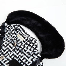 Load image into Gallery viewer, A50 12308 Fur Collar Houndstooth Coat
