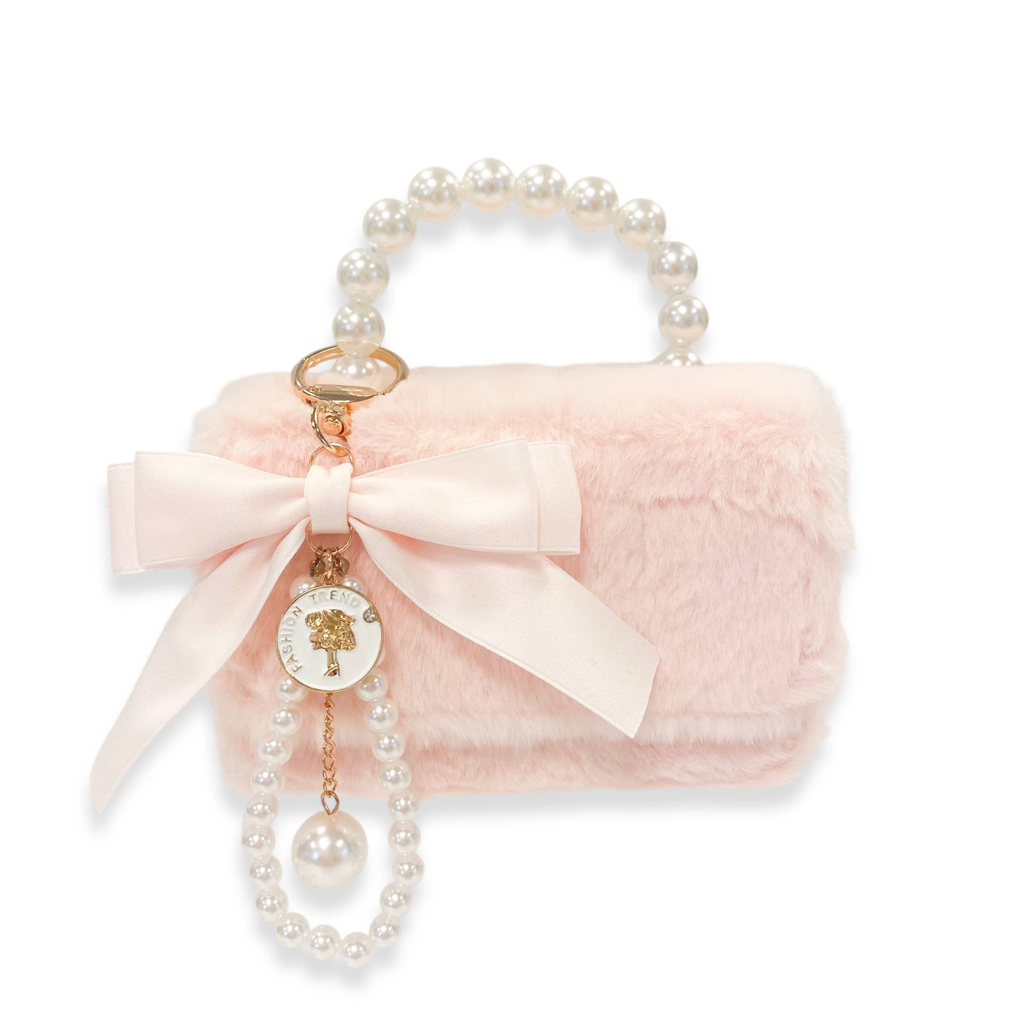 B1329 Furry Purse w/ Charm (3 Colors)