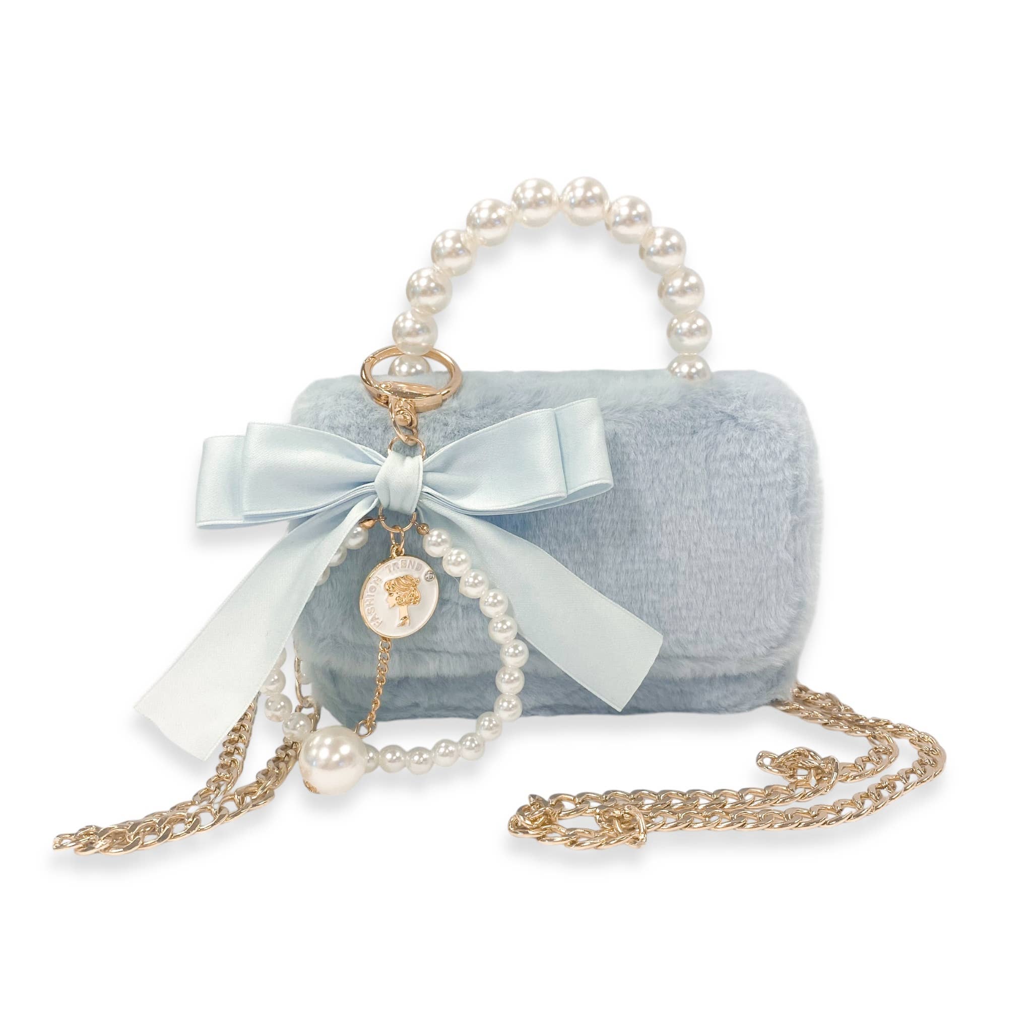 B1329 Furry Purse w/ Charm (3 Colors)