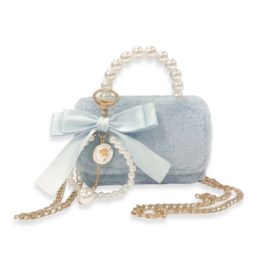 B1329 Furry Purse w/ Charm (3 Colors)