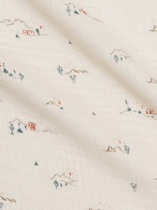 Organic Baby Muslin Swaddle Blanket - Desert / Teal + Taupe