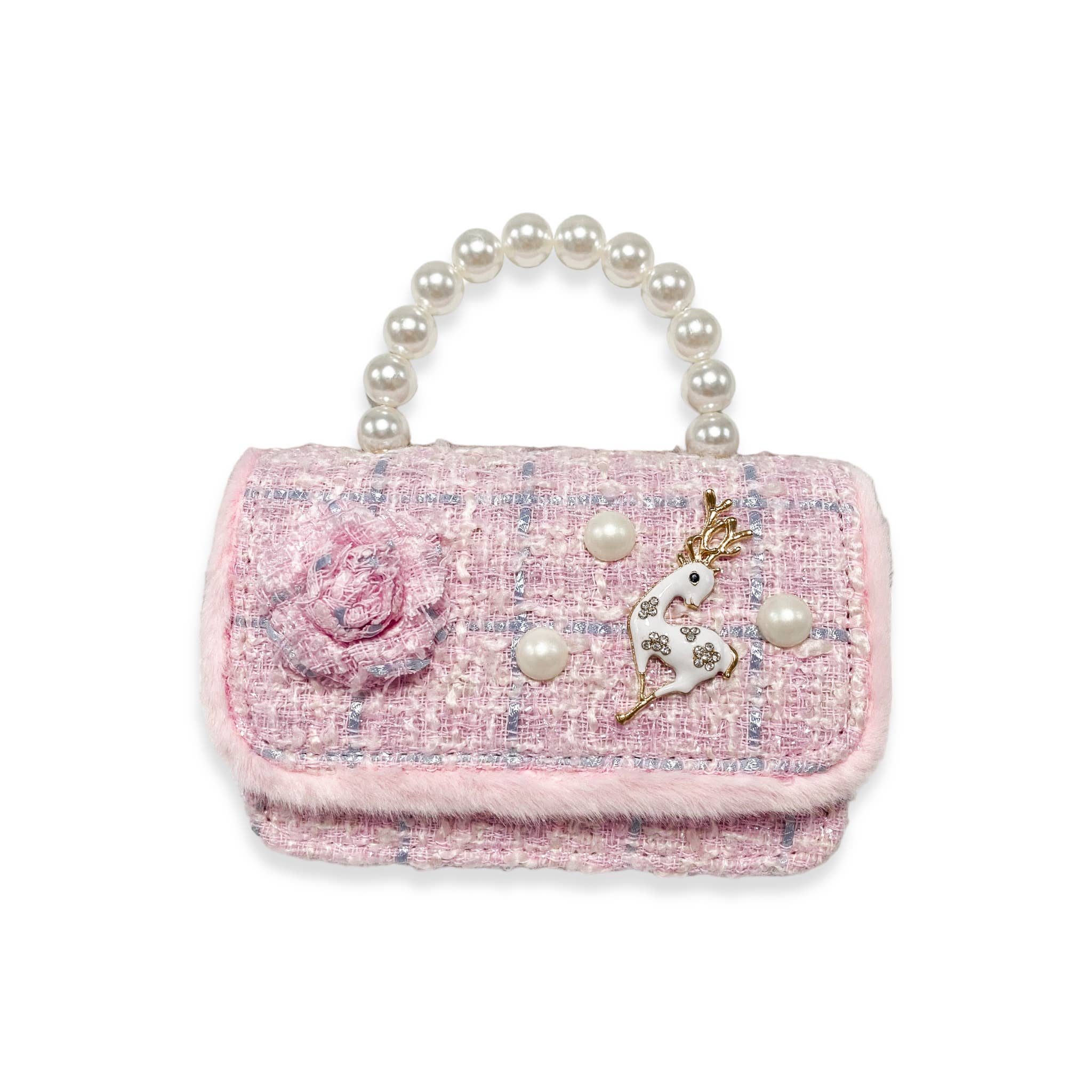 B1324 Fur Trim Tweed Purse (3 Colors)
