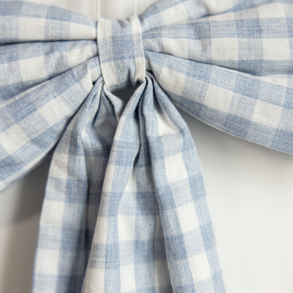 Bow Baby Blue Gingham Fabric Bows