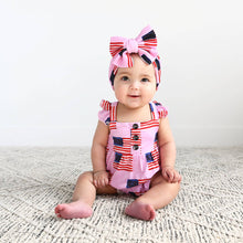 Load image into Gallery viewer, Betty Pink Flag Button Bubble Bamboo 4th of July
