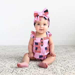Betty Pink Flag Button Bubble Bamboo 4th of July