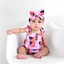 Load image into Gallery viewer, Betty Pink Flag Button Bubble Bamboo 4th of July
