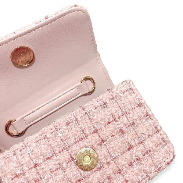 B1305 Floral Appliques Tweed Purse (3 Colors)