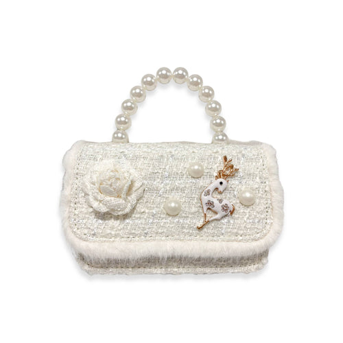 B1324 Fur Trim Tweed Purse (3 Colors)