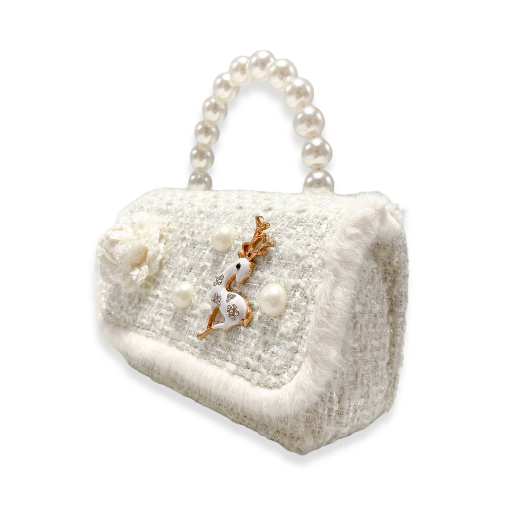 B1324 Fur Trim Tweed Purse (3 Colors)