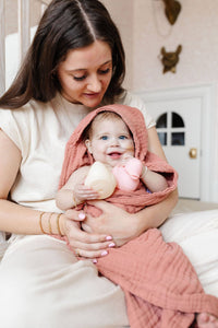 Infant Hooded Bath Towel - Rose