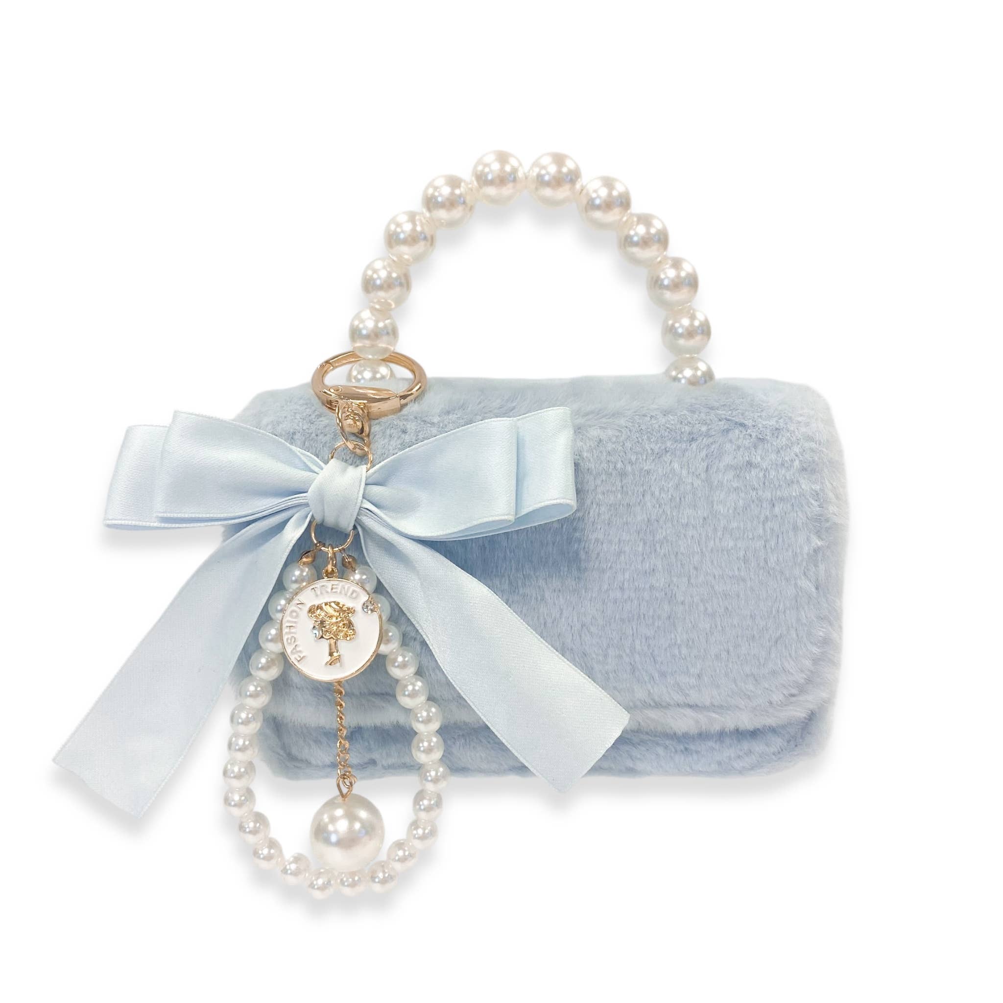 B1329 Furry Purse w/ Charm (3 Colors)