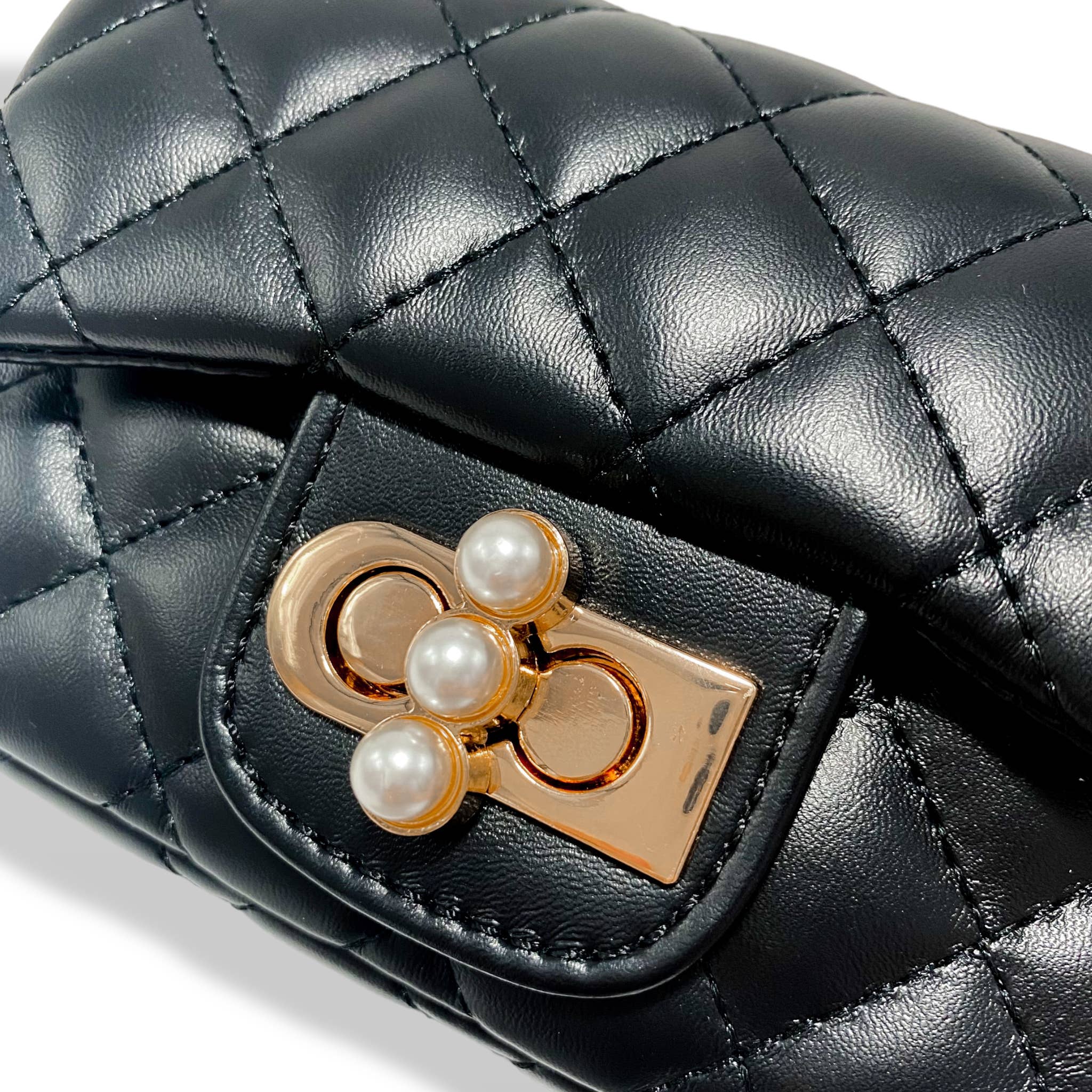 B1336 & B1337  Pearl Closure Quilted Purse (6 Colors)