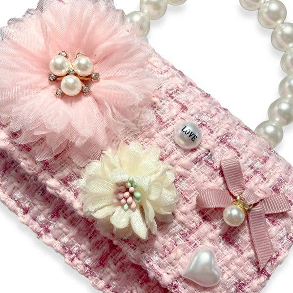 B1305 Floral Appliques Tweed Purse (3 Colors)