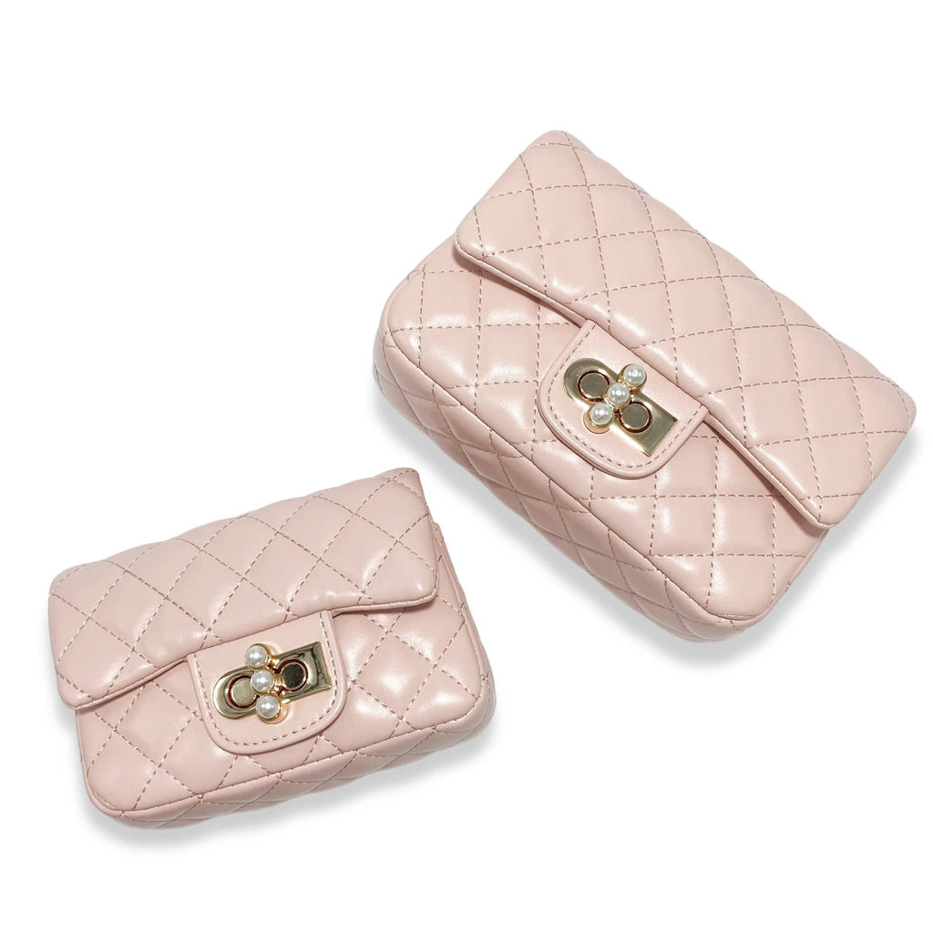 B1336 & B1337  Pearl Closure Quilted Purse (6 Colors)