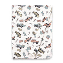 Load image into Gallery viewer, Route 66 Baby Boy Bamboo Vintage Cars Stroller Blanket
