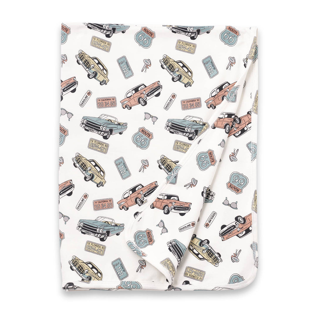 Route 66 Baby Boy Bamboo Vintage Cars Stroller Blanket