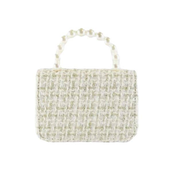 B1305 Floral Appliques Tweed Purse (3 Colors)