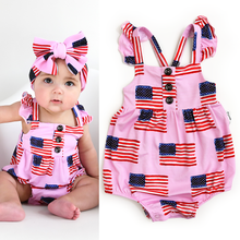 Load image into Gallery viewer, Betty Pink Flag Button Bubble Bamboo 4th of July
