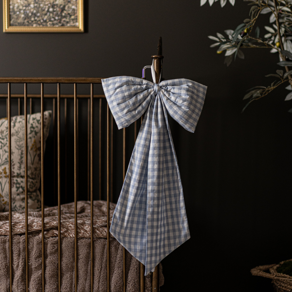 Bow Baby Blue Gingham Fabric Bows