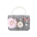 B1305 Floral Appliques Tweed Purse (3 Colors)
