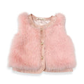 17119 Leather Trimmed Faux Fur Vest (2 Colors)