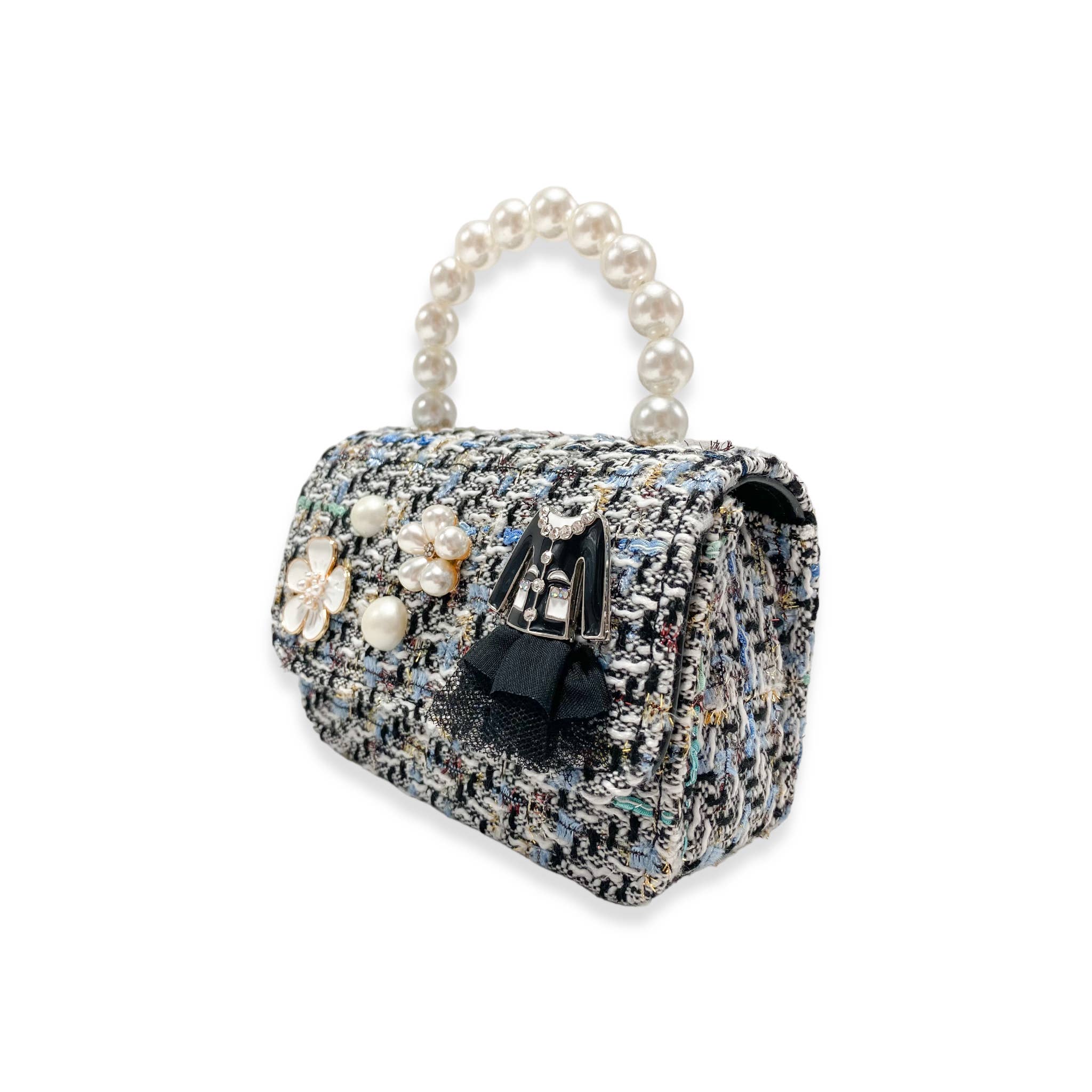 B1320 Floral Charms Tweed Purse