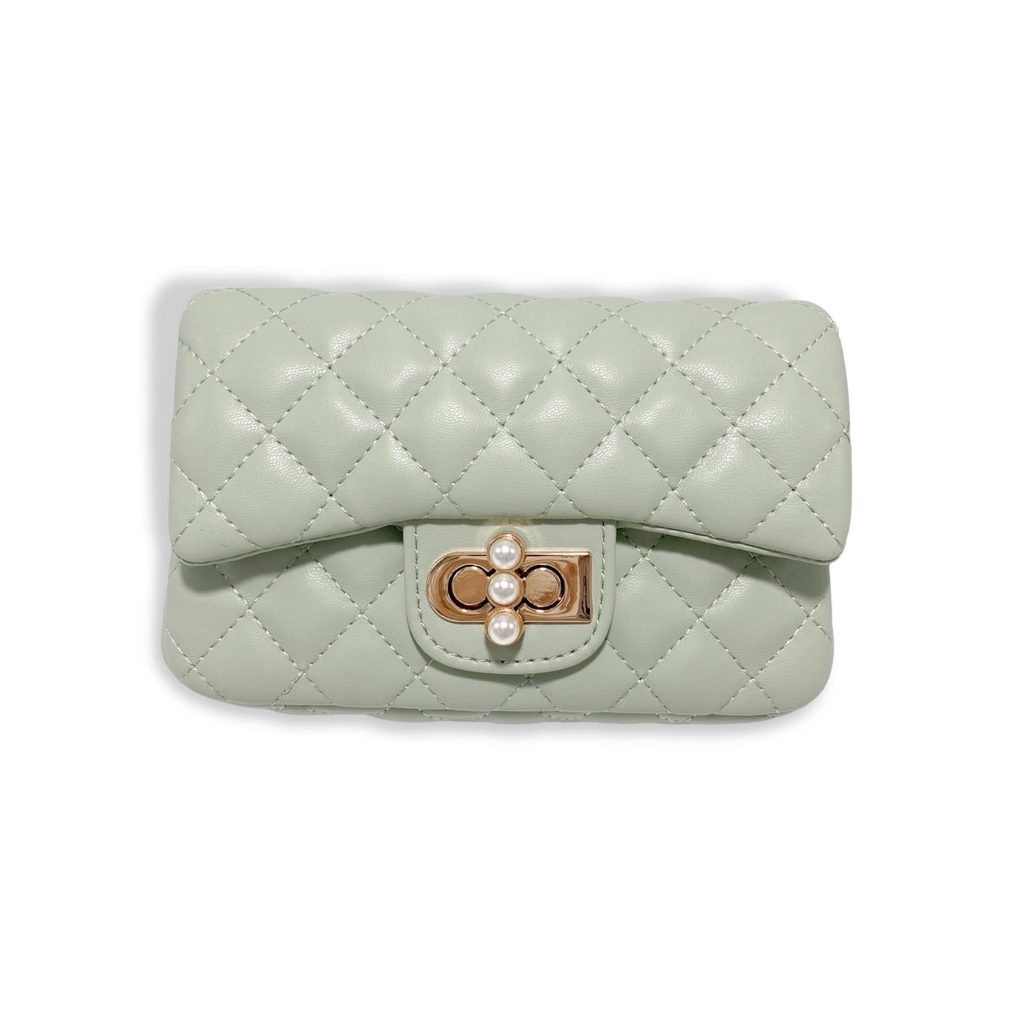 B1336 & B1337  Pearl Closure Quilted Purse (6 Colors)