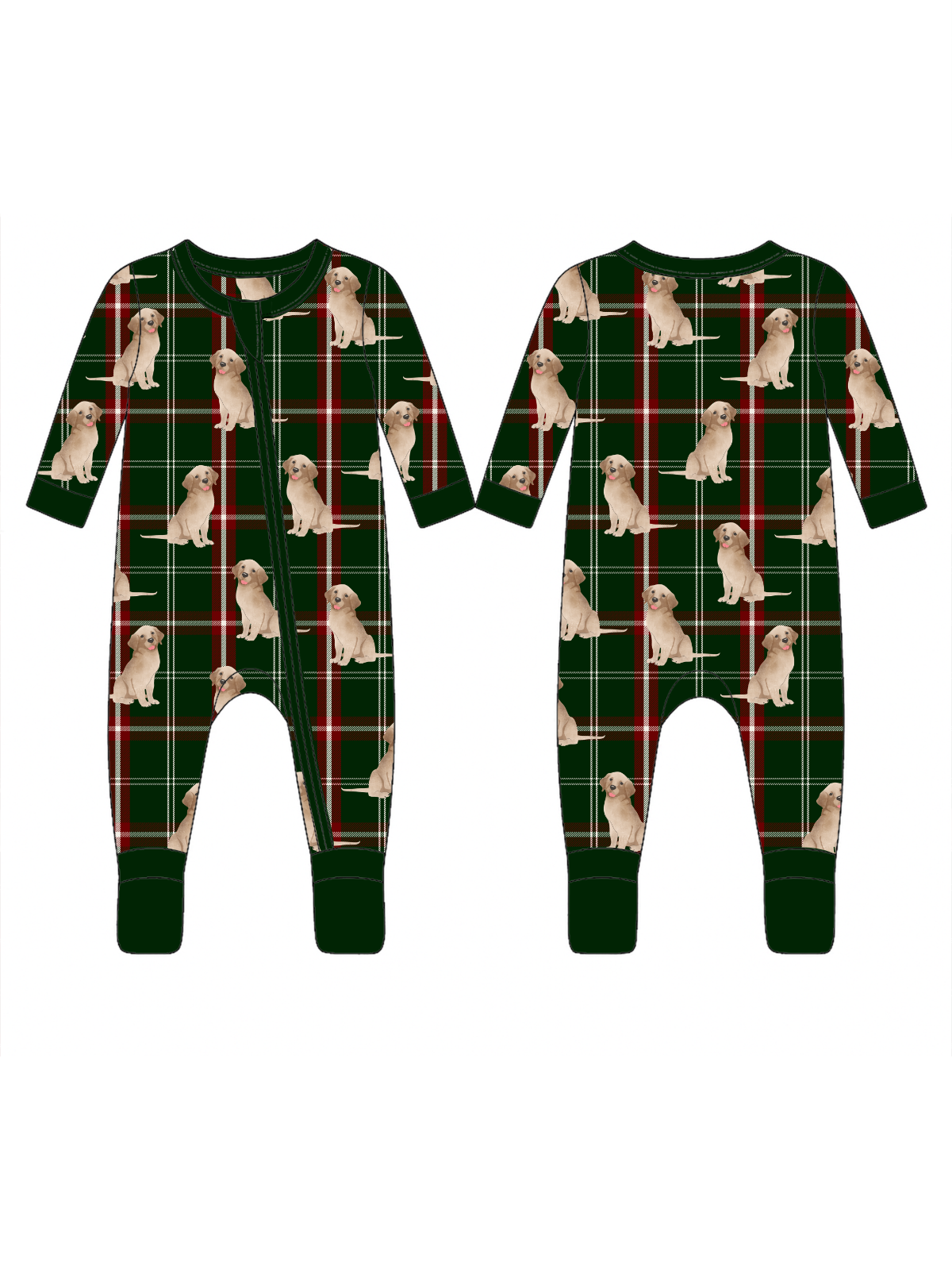 2-Way Zip Romper, Country Christmas Retrievers