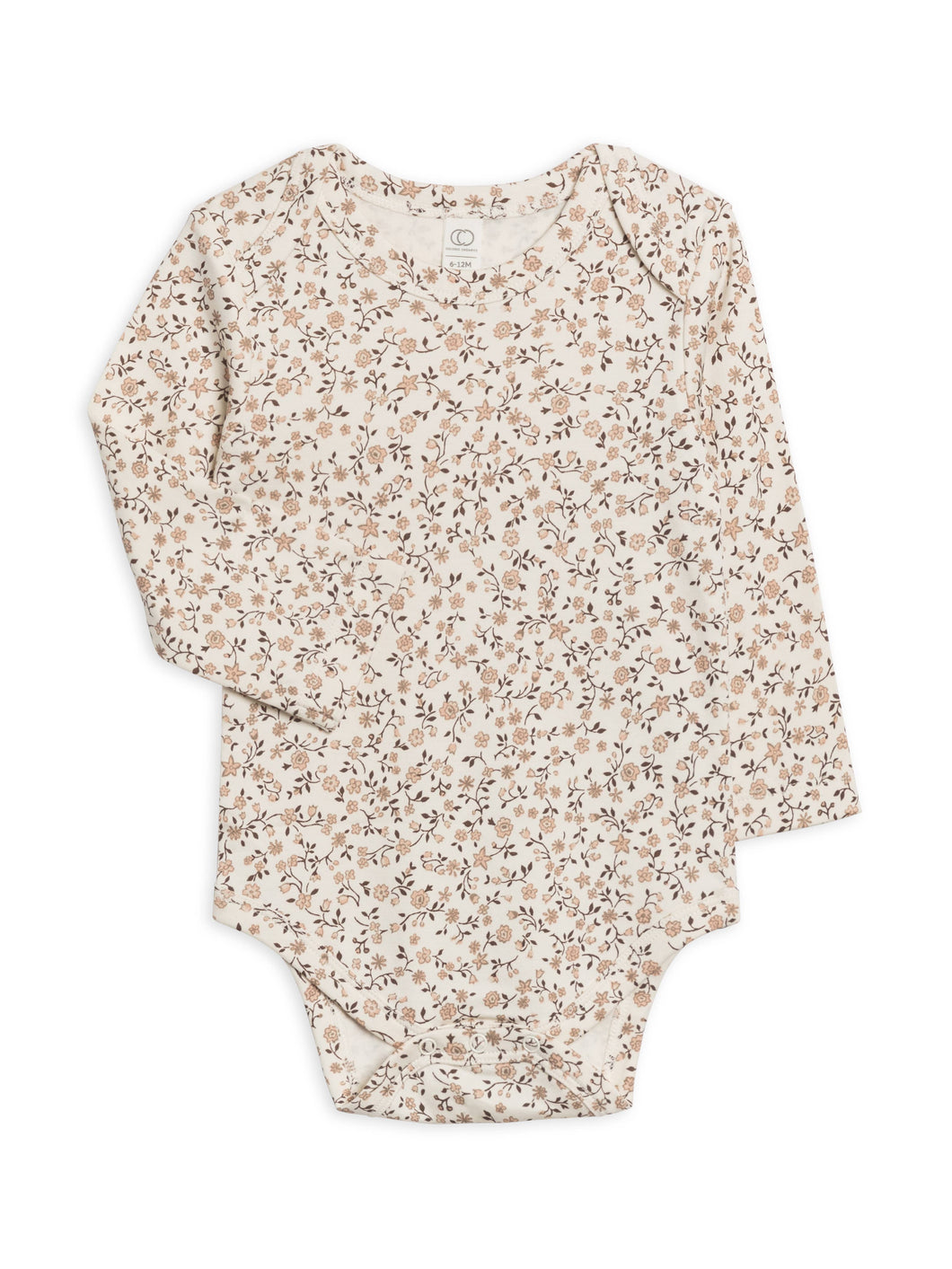 Organic Baby River Bodysuit - Primrose Floral/Chestnut+Taupe