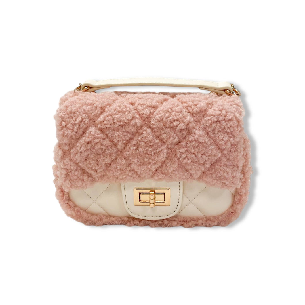 B1388 Sherpa Mixed Quilted Purse (3 Colors)