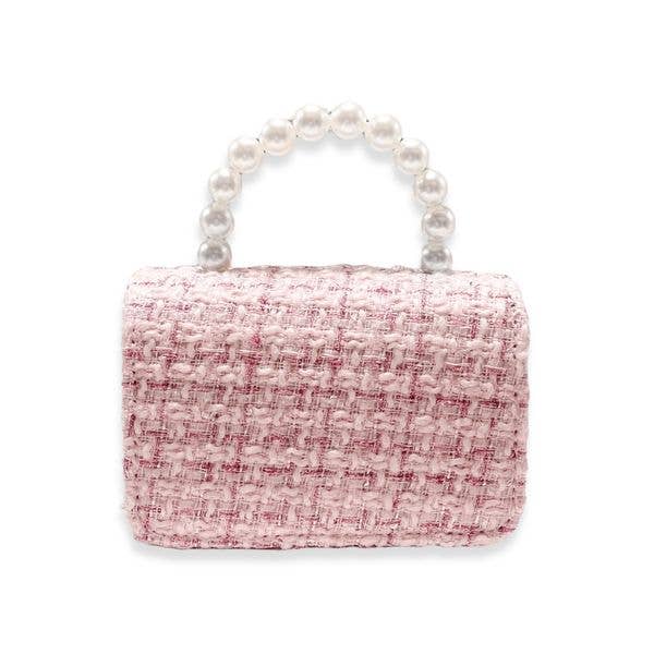 B1305 Floral Appliques Tweed Purse (3 Colors)