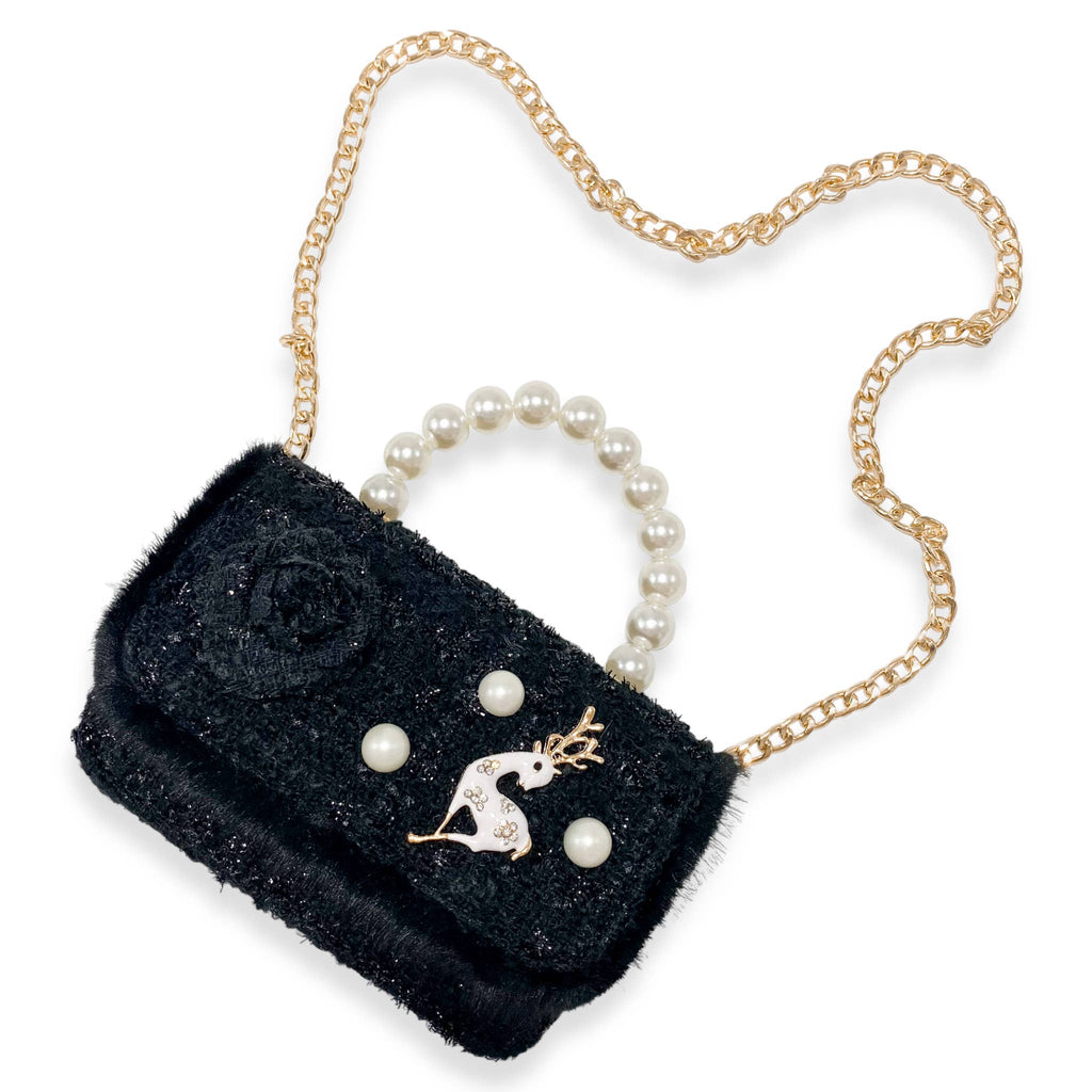 B1324 Fur Trim Tweed Purse (3 Colors)