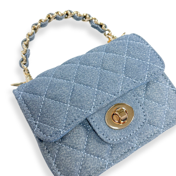 B1382 Sparkly Denim Quilted Purse (3 Colors)