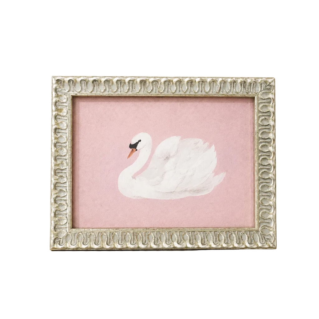Blush Swan | Antique Inspired Polished Framed Art