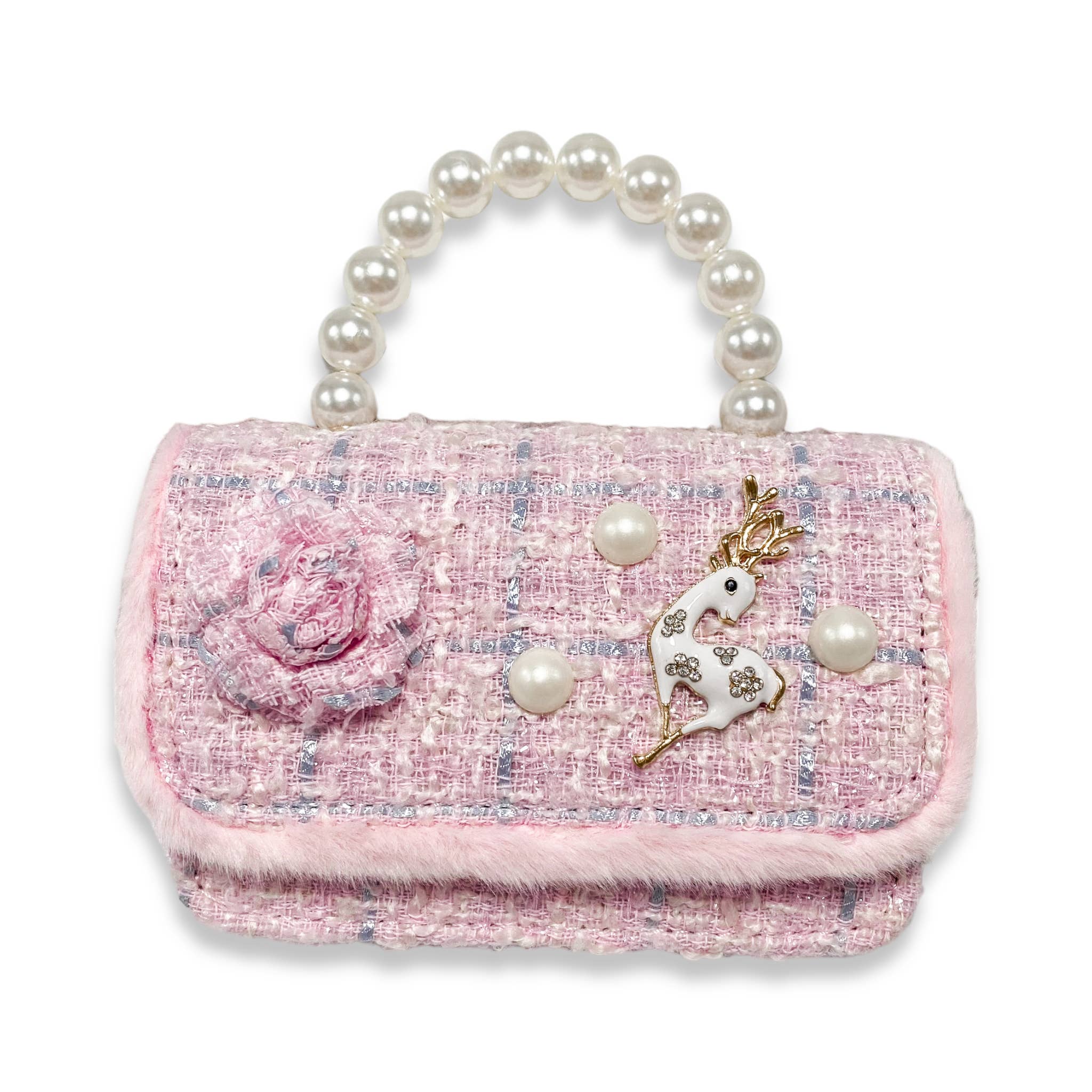 B1324 Fur Trim Tweed Purse (3 Colors)